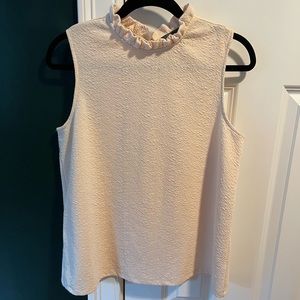 NWT Anthropologie Sunday in Brooklyn Crème Ruffle Neck Shell Tank